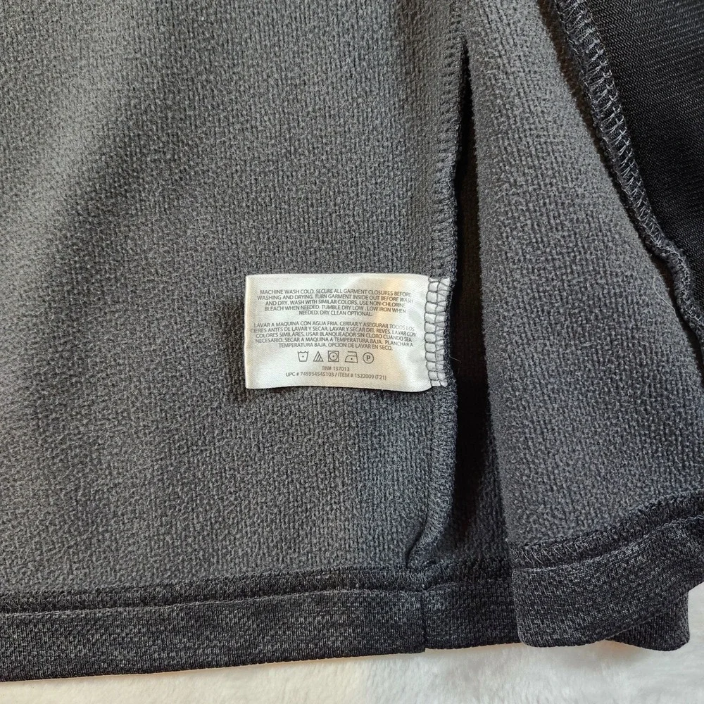 Orvis Mens Full Zip Fleece Jacket Grey‎ Black Textured Knit Mock Neck Large